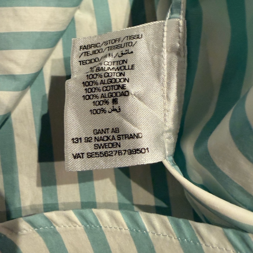 GANT by Michael Bastian Exploration Striped Button Down Shirt Blue White Size M - Picture 7 of 9